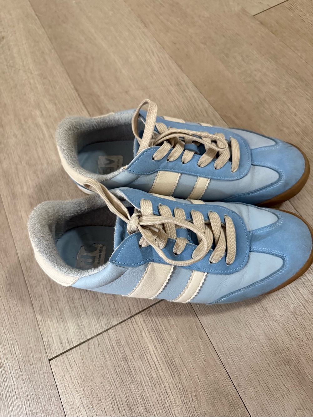 Light Blue Casual Sneakers with Cream Accents
